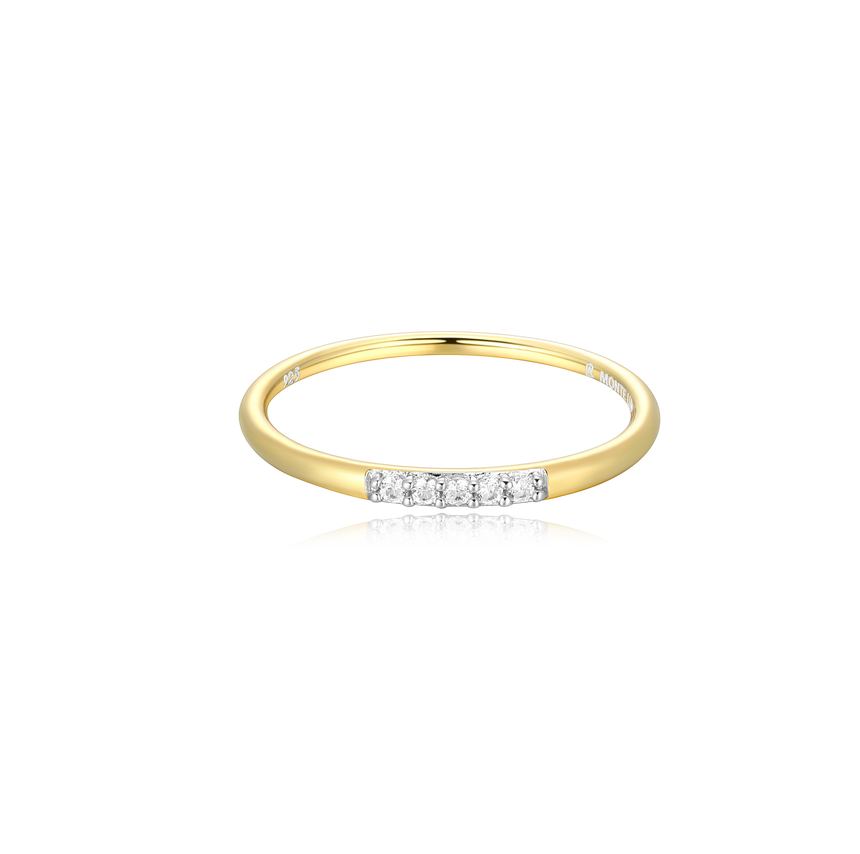 Diamond Line Stackable Ring in 14k Yellow Gold Plated Sterling Silver