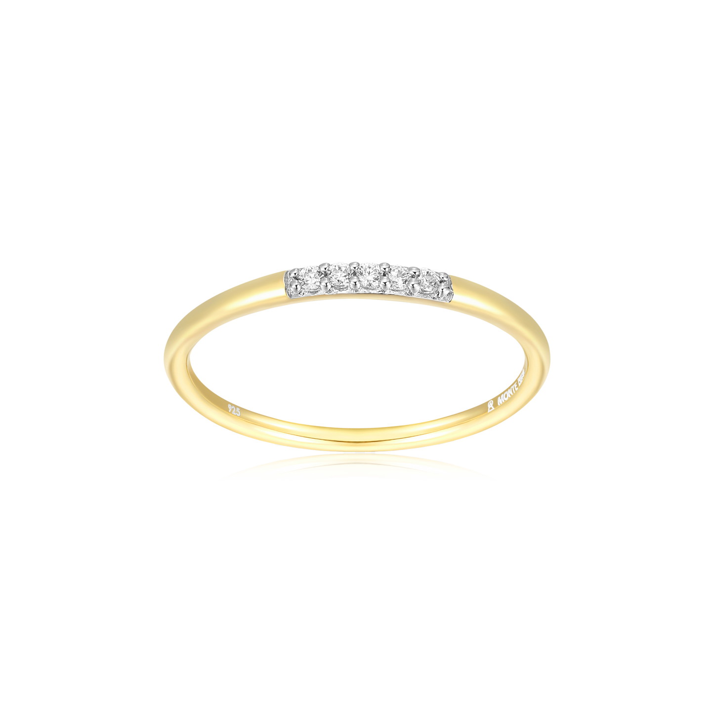 Diamond Line Stackable Ring in 14k Yellow Gold Plated Sterling Silver