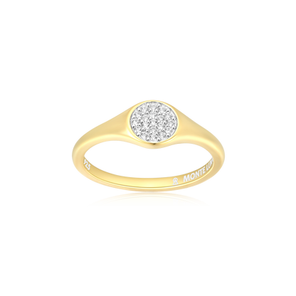 Round Slim Signet Ring in 14k Yellow Gold Plated Sterling Silver | M by Monte Luna