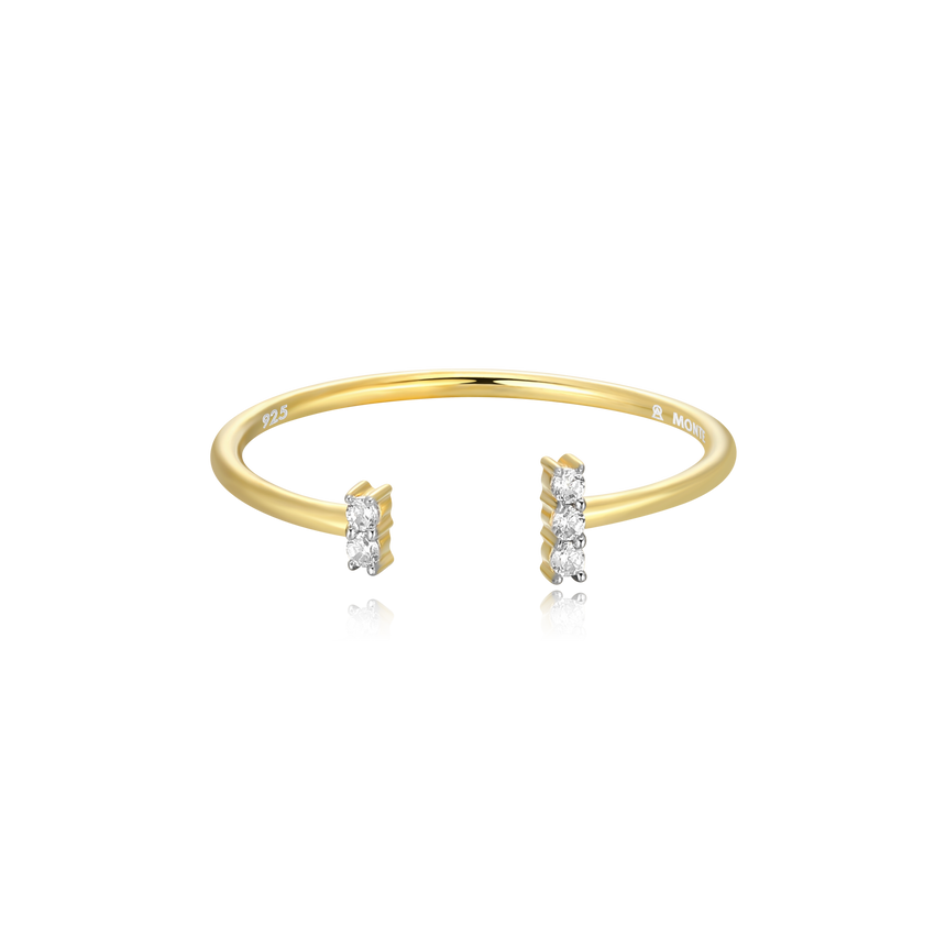 Wide Parallel Open Ring in 14k Yellow Gold Plated Sterling Silver