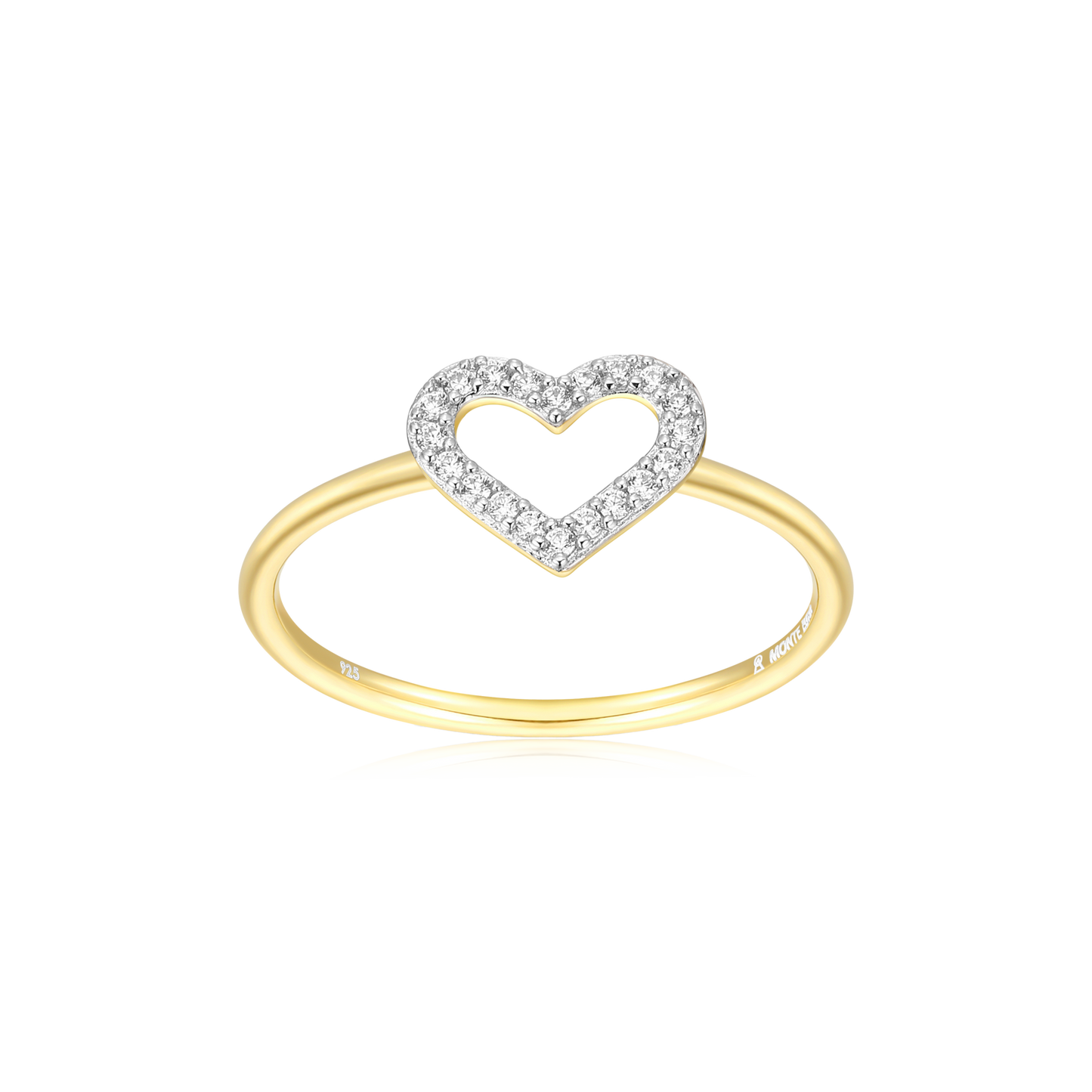 Open Heart Statement Ring in 14k Yellow Gold Plated Sterling Silver