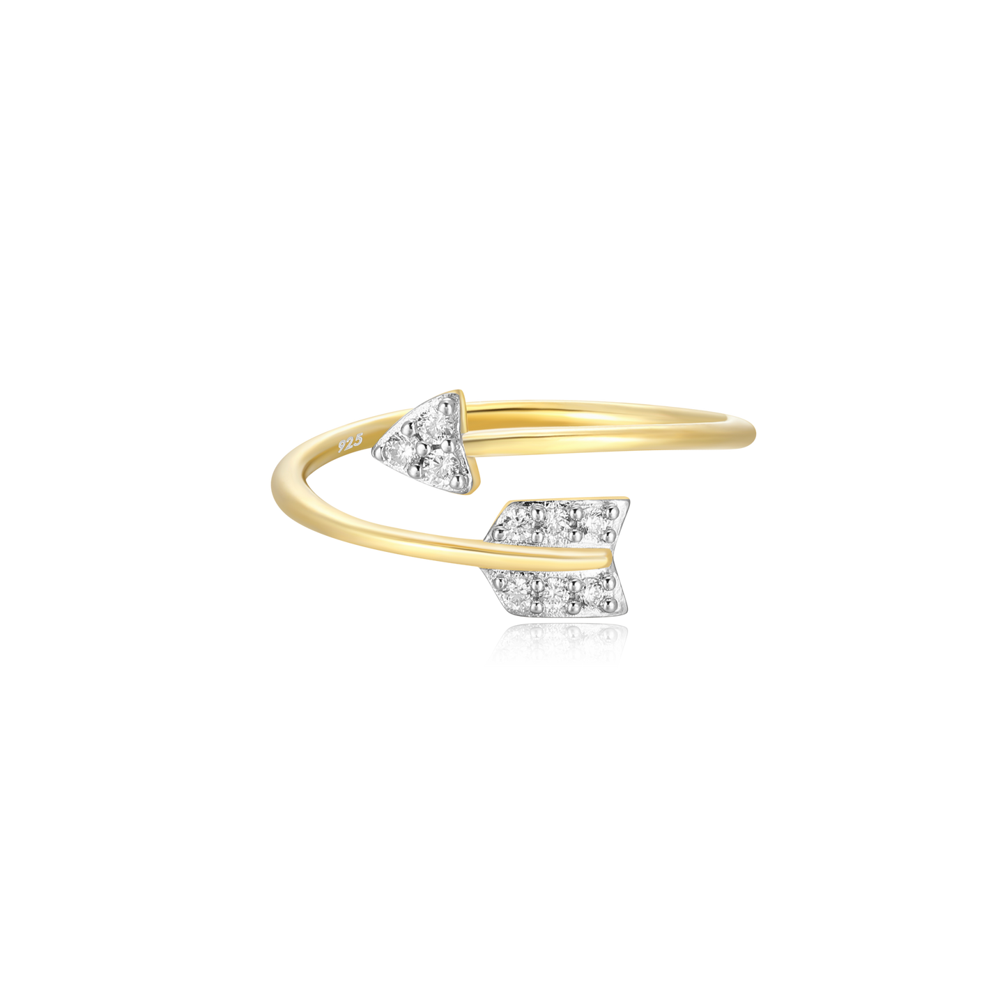 Arrow Bypass Ring in 14k Yellow Gold Plated Sterling Silver