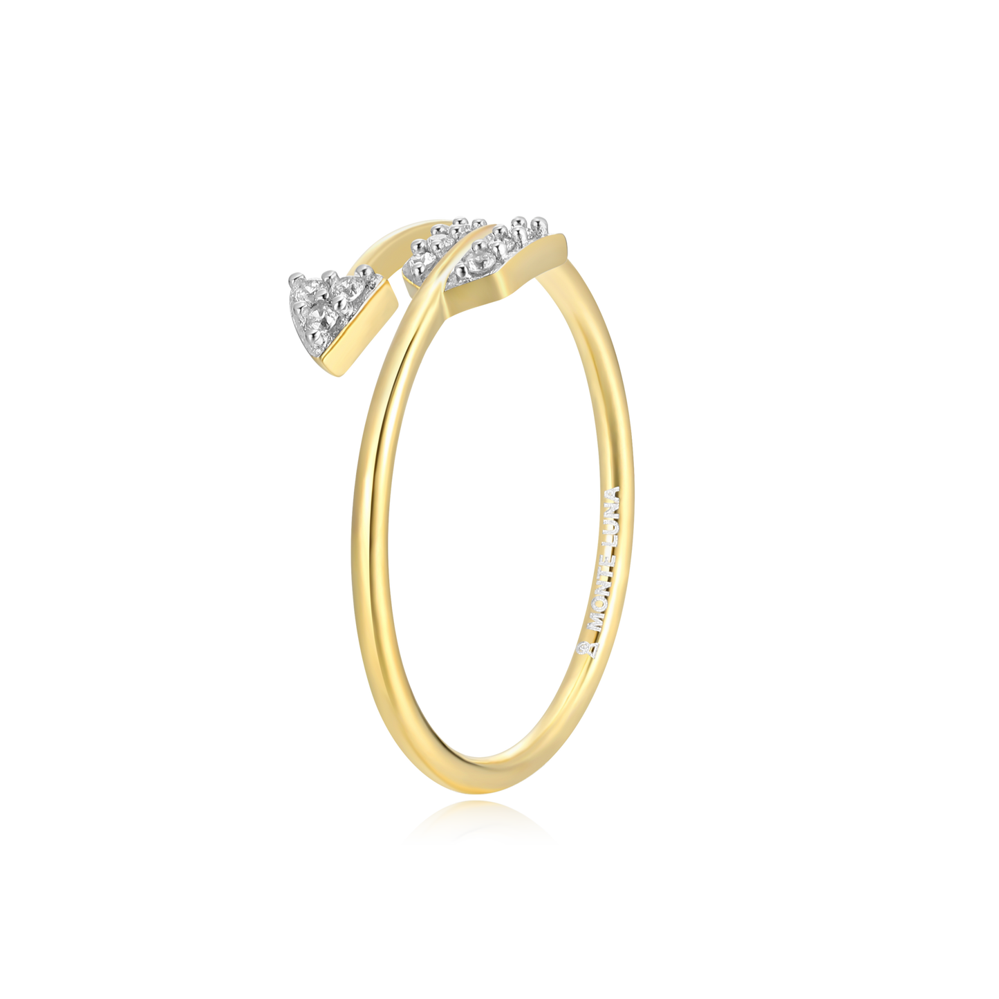 Arrow Bypass Ring in 14k Yellow Gold Plated Sterling Silver