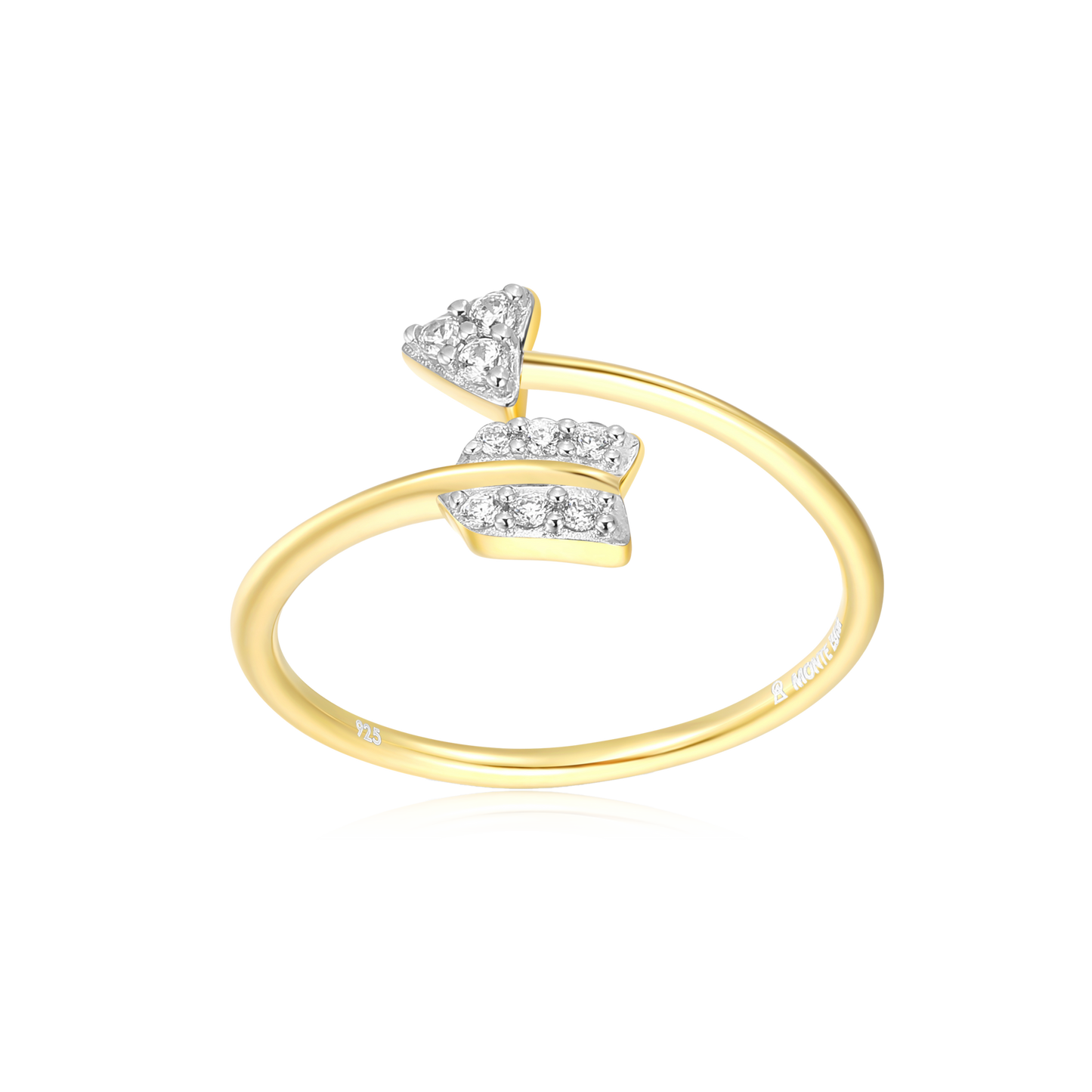 Arrow Bypass Ring in 14k Yellow Gold Plated Sterling Silver