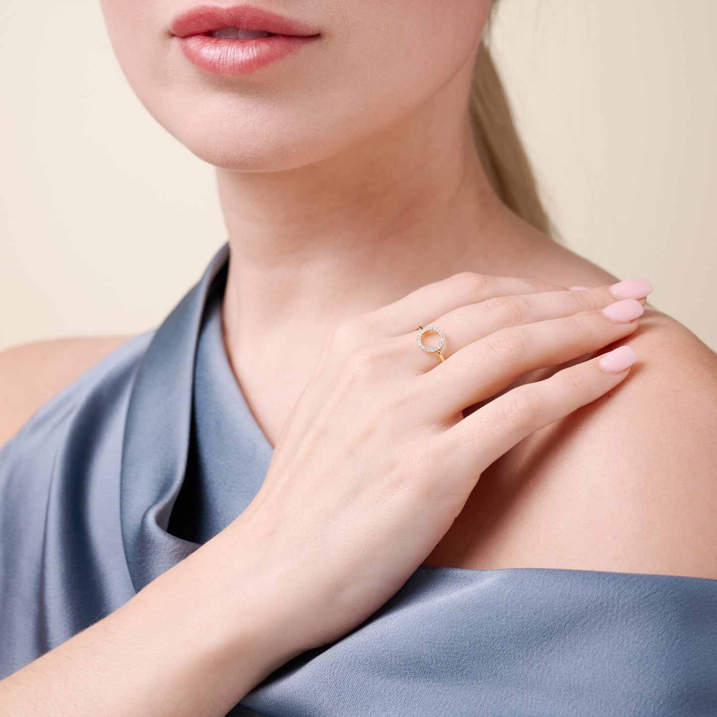 Open Circle Ring in 14k Yellow Gold Plated Sterling Silver