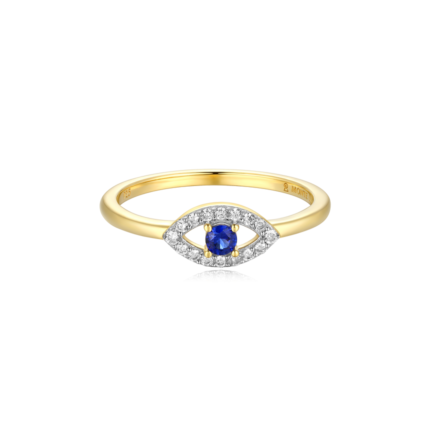 Evil Eye Statement Ring in 14k Yellow Gold Plated Sterling Silver