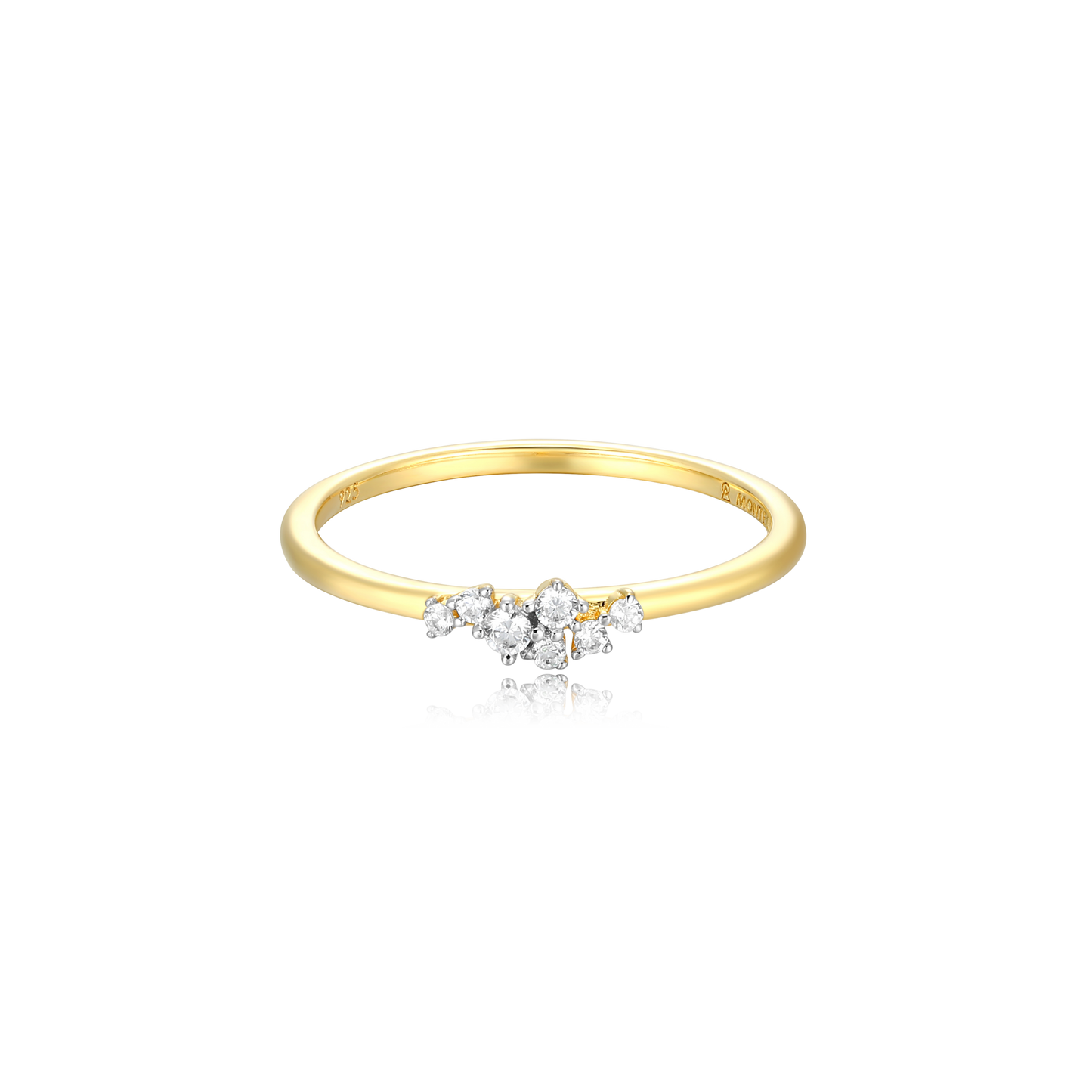 Lab Created Diamond Scatter Stackable Ring in 14k Yellow Gold Plated Sterling Silver