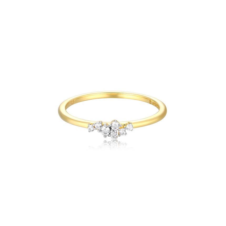 Lab Created Diamond Scatter Stackable Ring in 14k Yellow Gold Plated Sterling Silver