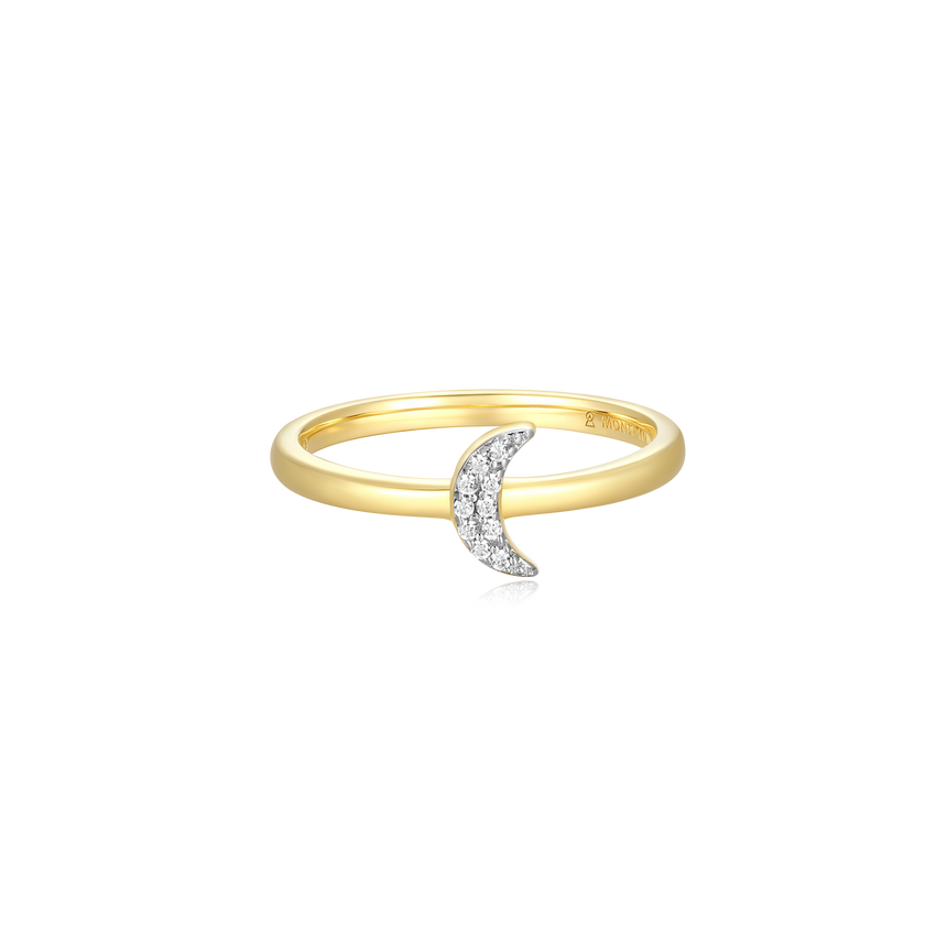 Crescent Statement Ring in 14k Yellow Gold Plated Sterling Silver