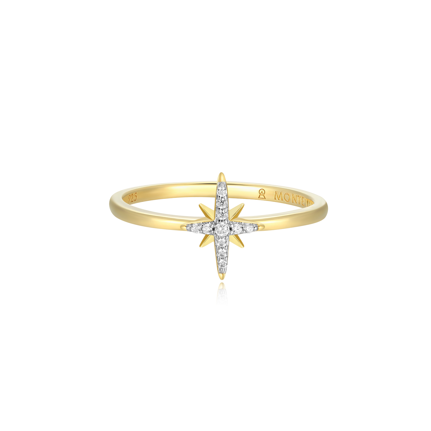 North Star Statement Ring in 14k Yellow Gold Plated Sterling Silver