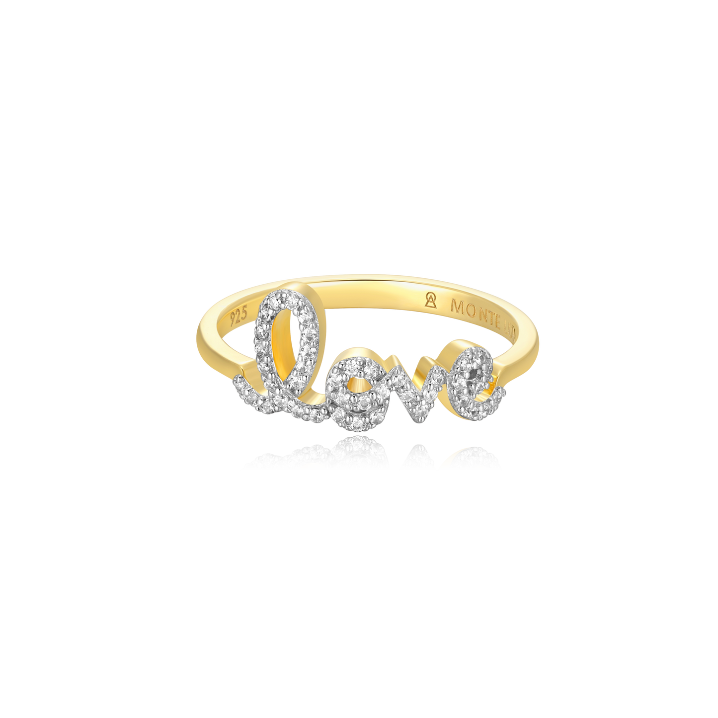 Love Statement Ring in 14k Yellow Gold Plated Sterling Silver