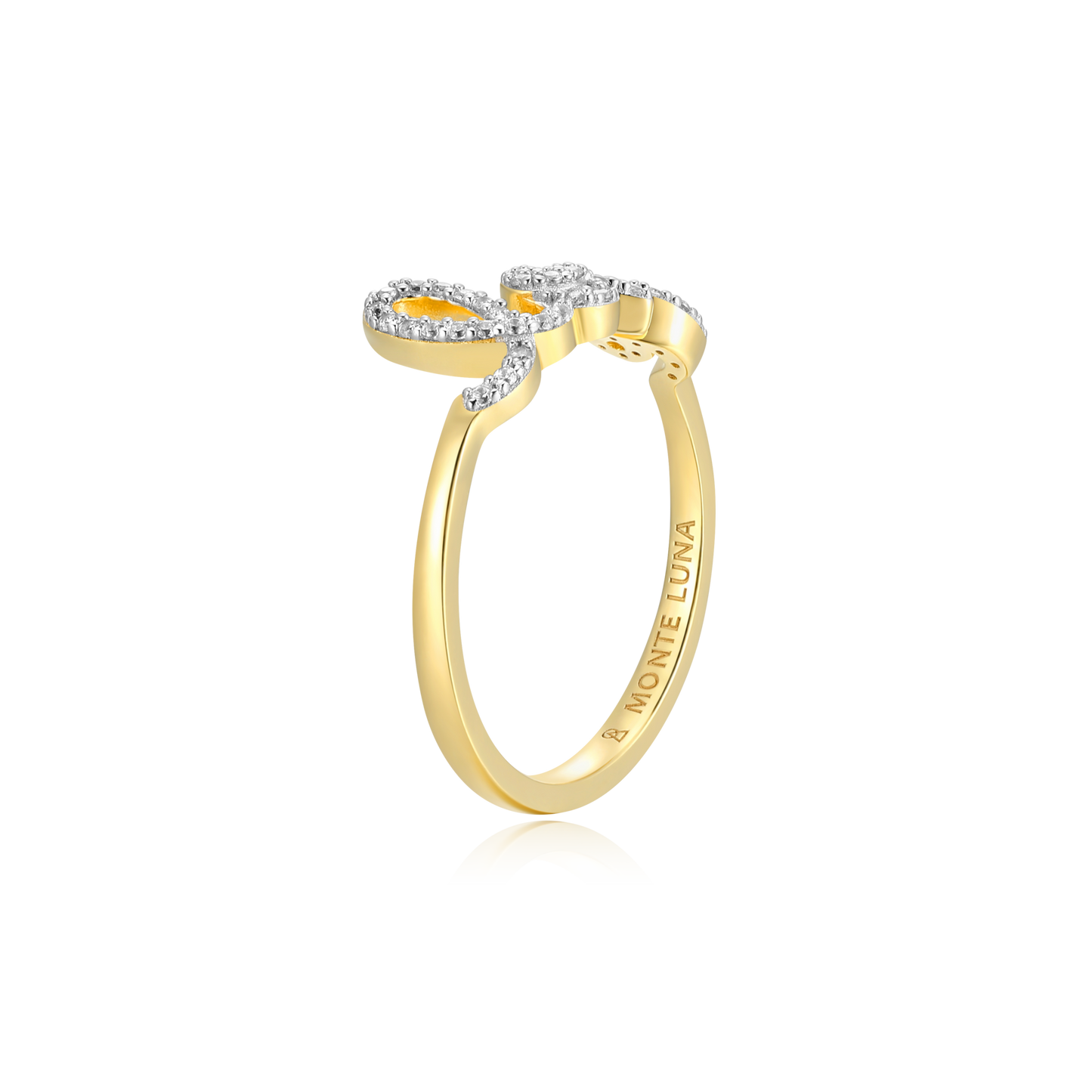 Love Statement Ring in 14k Yellow Gold Plated Sterling Silver