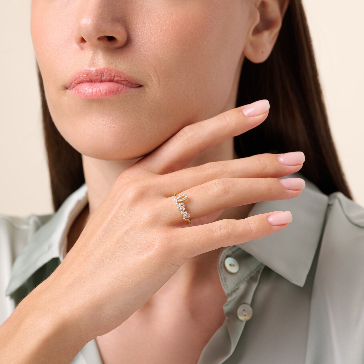 Love Statement Ring in 14k Yellow Gold Plated Sterling Silver