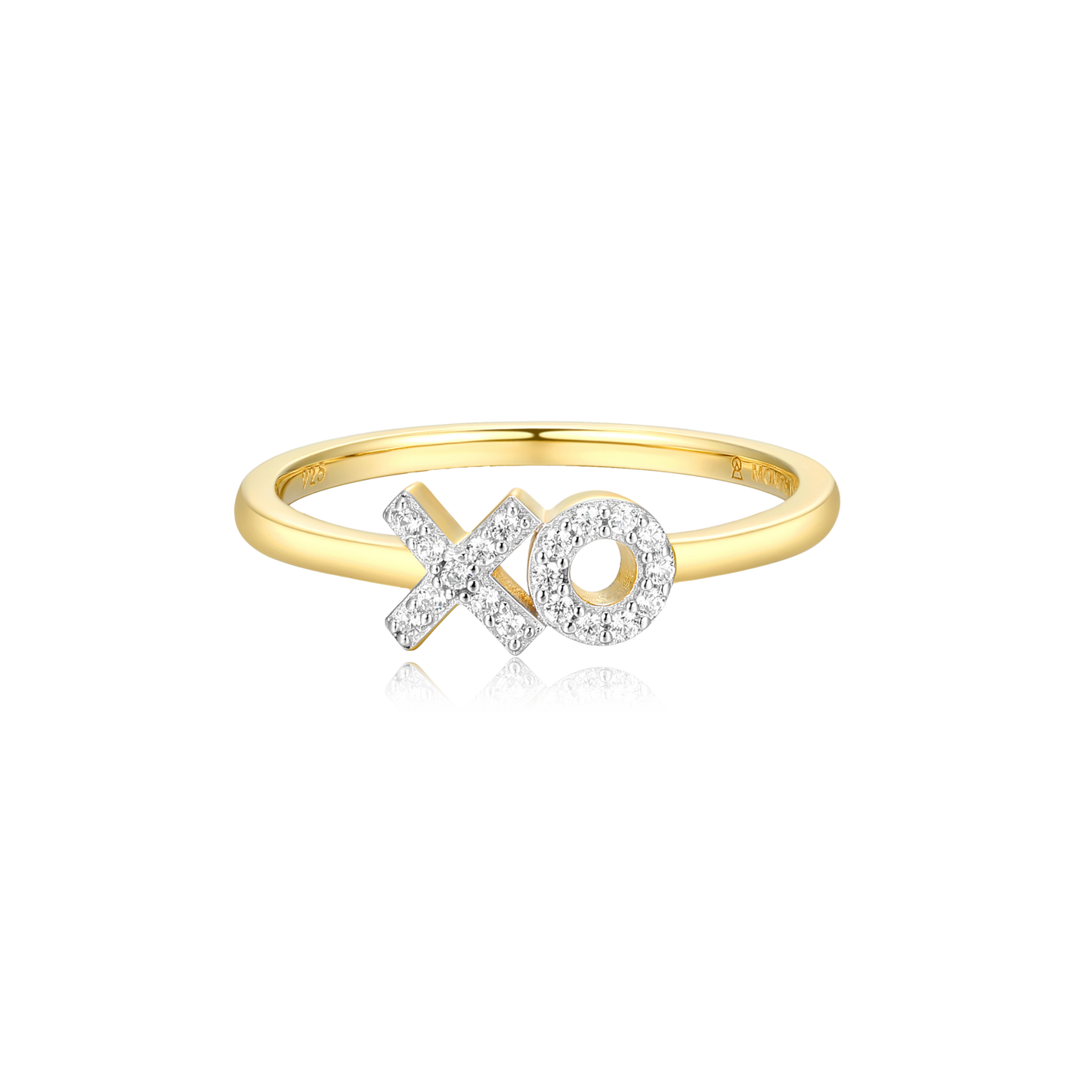 XO Stackable Ring in 14k Yellow Gold Plated Sterling Silver