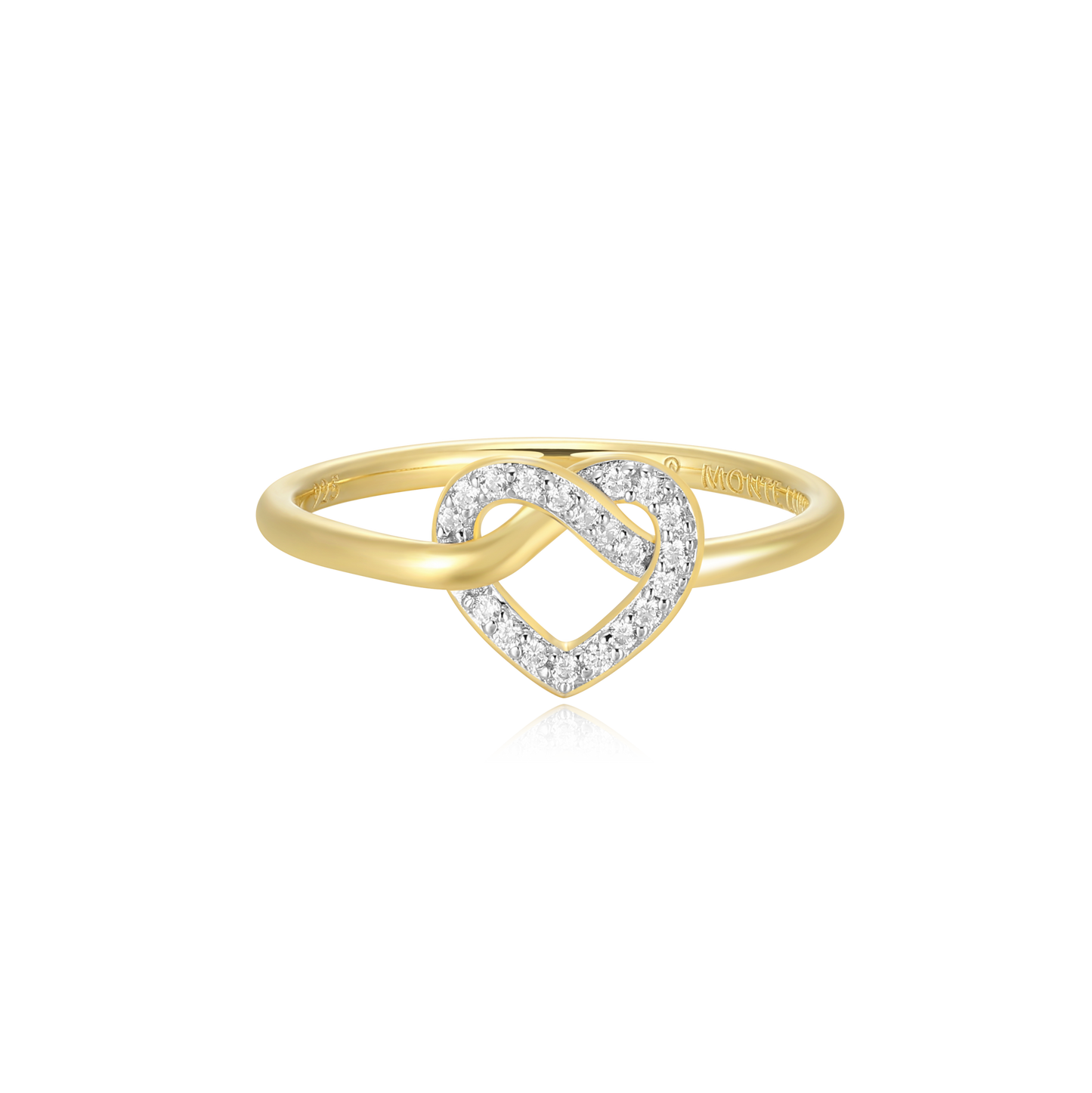 Knotted Heart Statement Ring in 14k Yellow Gold Plated Sterling Silver