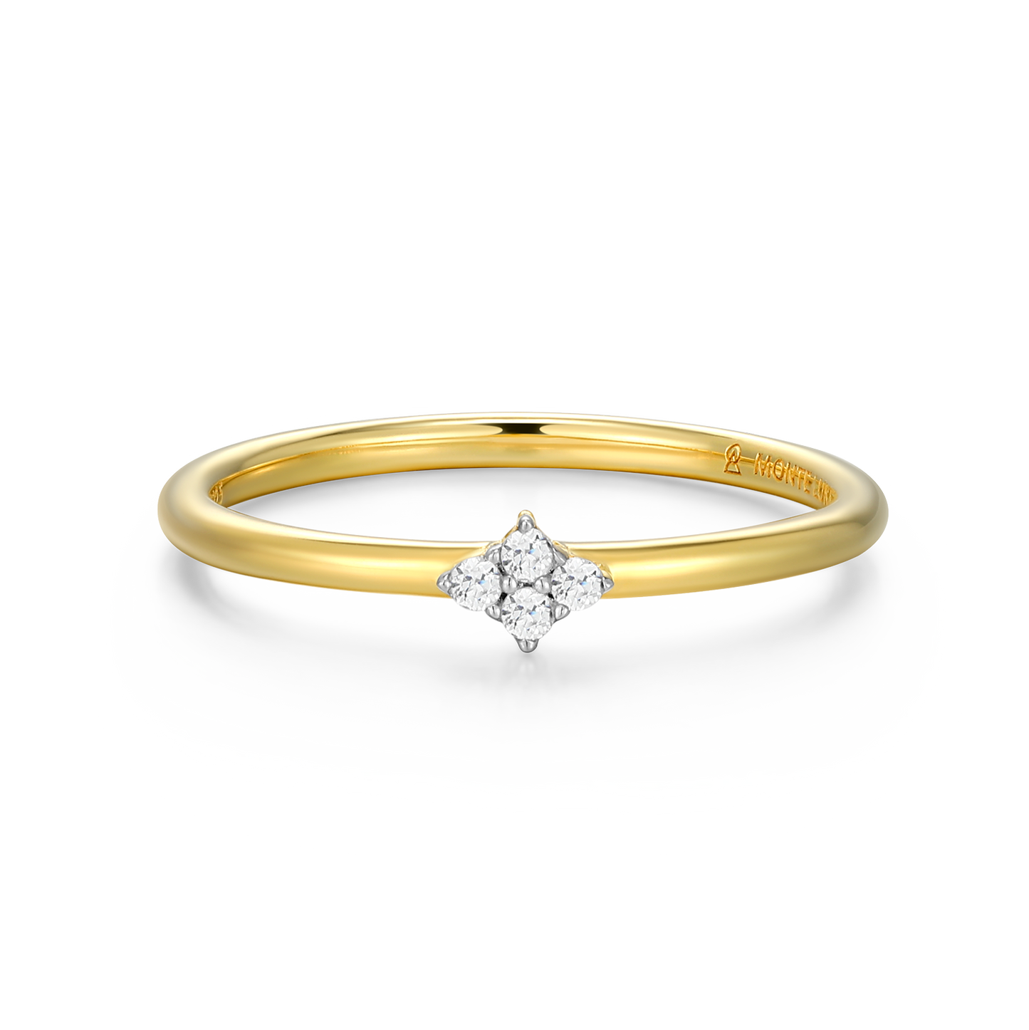 Four Cluster Lab-Created Diamond Ring in 14k Gold and Rhodium-Plated Sterling Silver