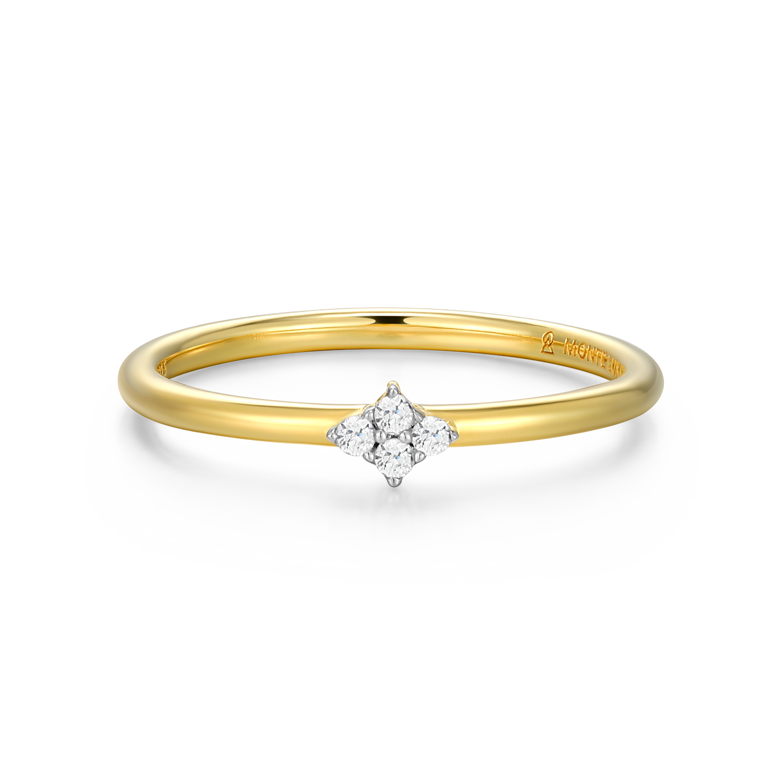 Four Cluster Lab-Created Diamond Ring in 14k Gold and Rhodium-Plated Sterling Silver