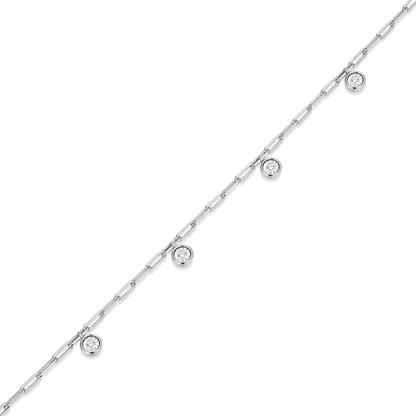 Dangle Station Lab-Created Diamond Mini Paperclip Anklet in Rhodium-Plated Sterling Silver | M by Monte Luna
