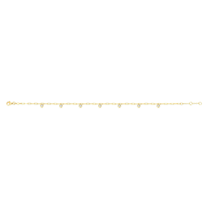 Dangle Station Lab-Created Diamond Mini Paperclip Anklet in 14K Yellow Gold-Plated Sterling Silver | M by Monte Luna