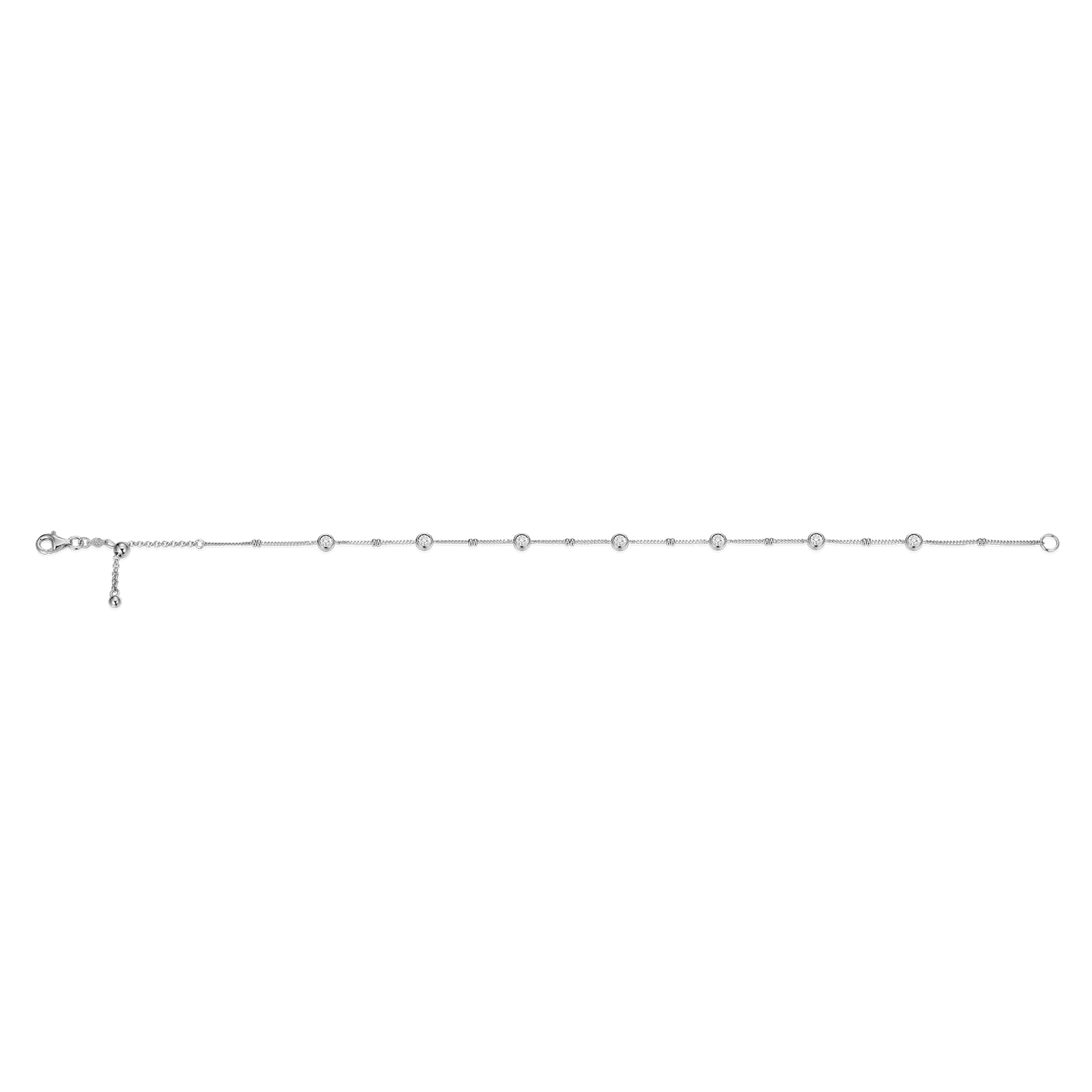 Bezel Station Lab-Created Diamond Beaded Bolo Anklet in Rhodium-Plated Sterling Silver | M by Monte Luna