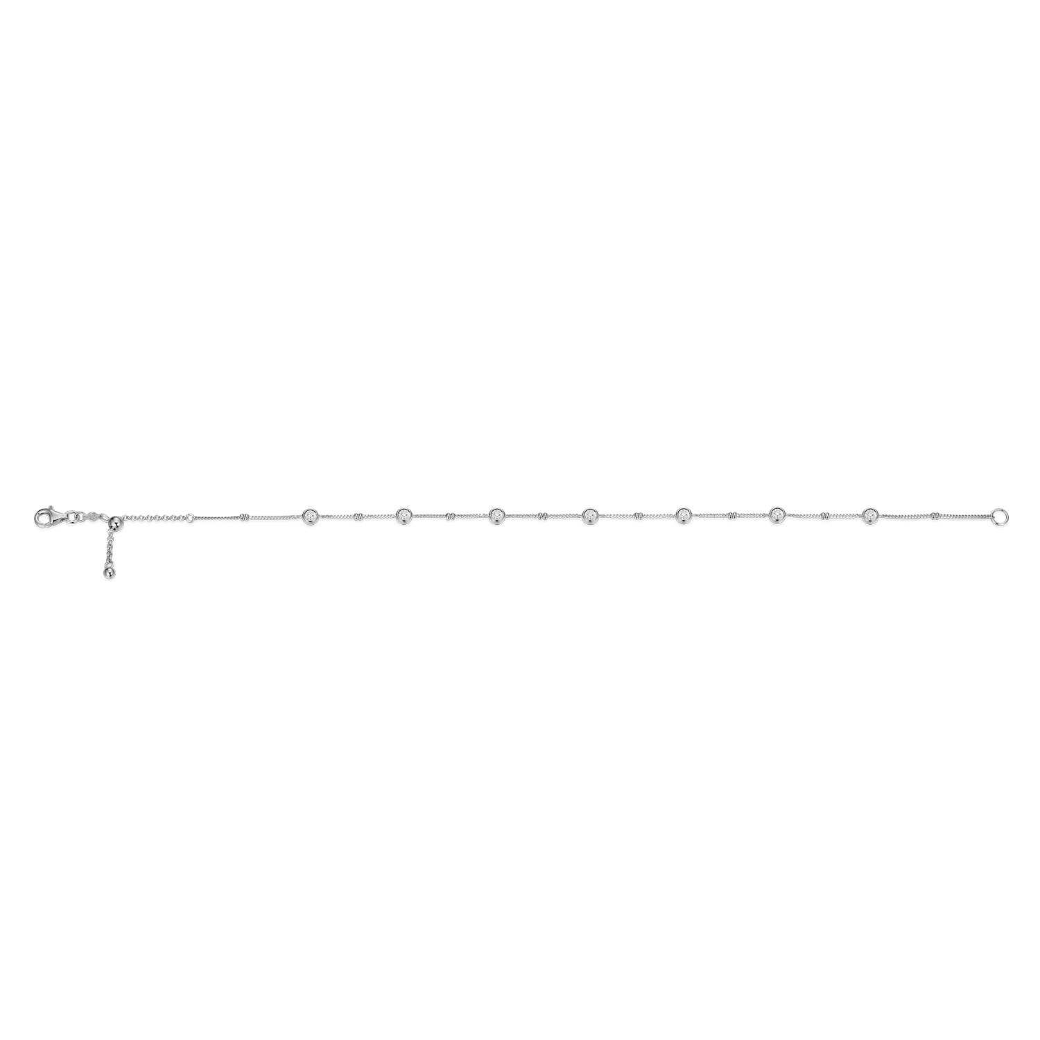 Bezel Station Lab-Created Diamond Beaded Bolo Anklet in Rhodium-Plated Sterling Silver | M by Monte Luna