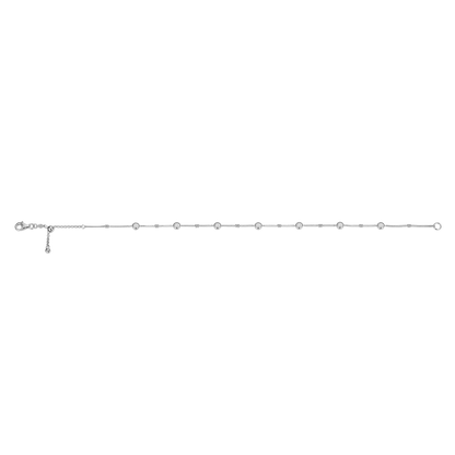 Bezel Station Lab-Created Diamond Beaded Bolo Anklet in Rhodium-Plated Sterling Silver | M by Monte Luna
