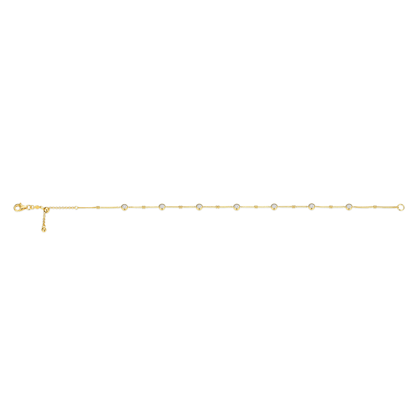 Bezel Station Lab-Created Diamond Beaded Bolo Anklet in 14K Yellow Gold-Plated Sterling Silver | M by Monte Luna