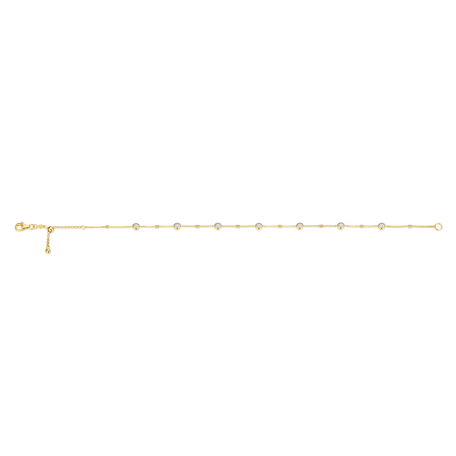 Bezel Station Lab-Created Diamond Beaded Bolo Anklet in 14K Yellow Gold-Plated Sterling Silver | M by Monte Luna