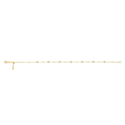 Bezel Station Lab-Created Diamond Beaded Bolo Anklet in 14K Yellow Gold-Plated Sterling Silver | M by Monte Luna