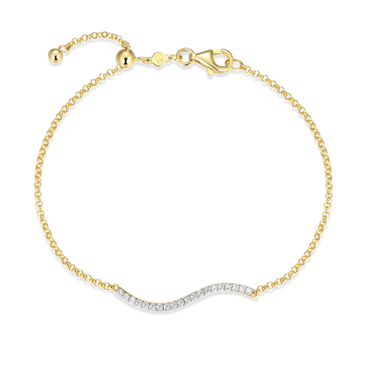 Wavy Bar Lab-Created Diamond Bolo Bracelet in 14K Yellow Gold-Plated Sterling Silver | M by Monte Luna