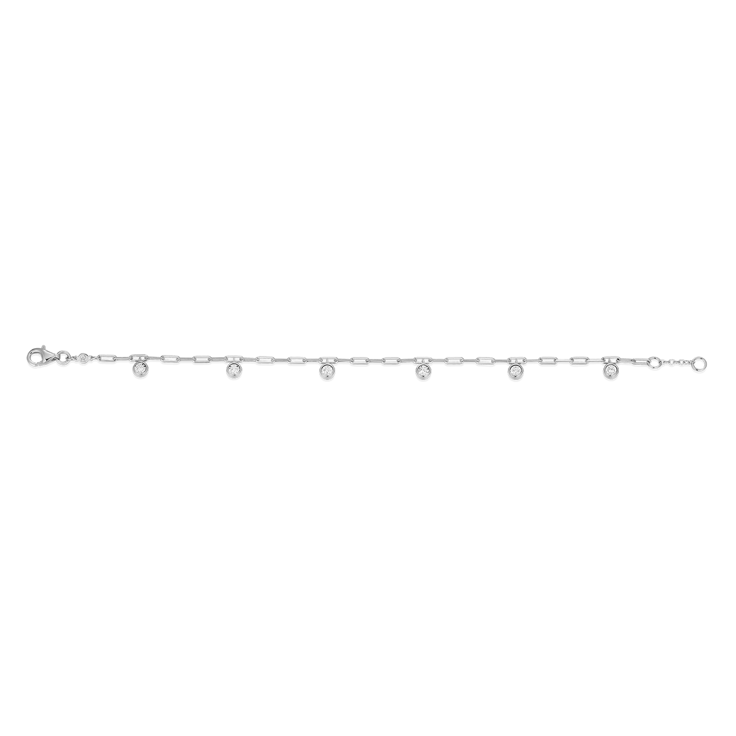 Dangle Station Lab-Created Diamond Mini Paperclip Bracelet in Rhodium-Plated Sterling Silver | M by Monte Luna