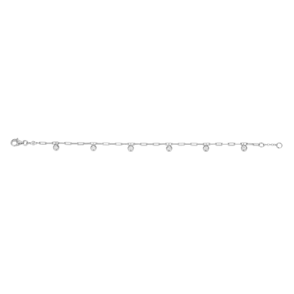 Dangle Station Lab-Created Diamond Mini Paperclip Bracelet in Rhodium-Plated Sterling Silver | M by Monte Luna