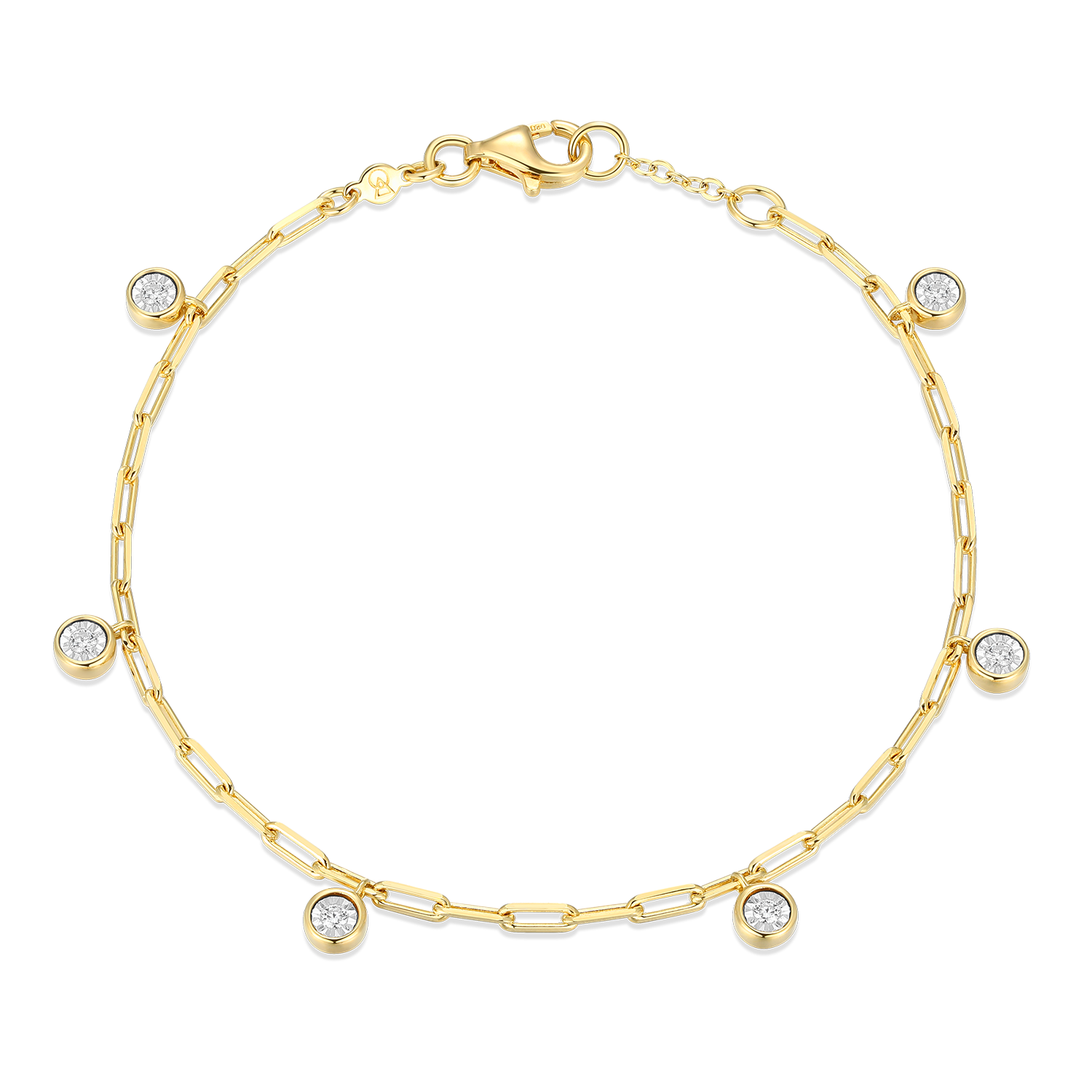 Dangle Station Lab-Created Diamond Mini Paperclip Bracelet in 14K Yellow Gold-Plated Sterling Silver | M by Monte Luna