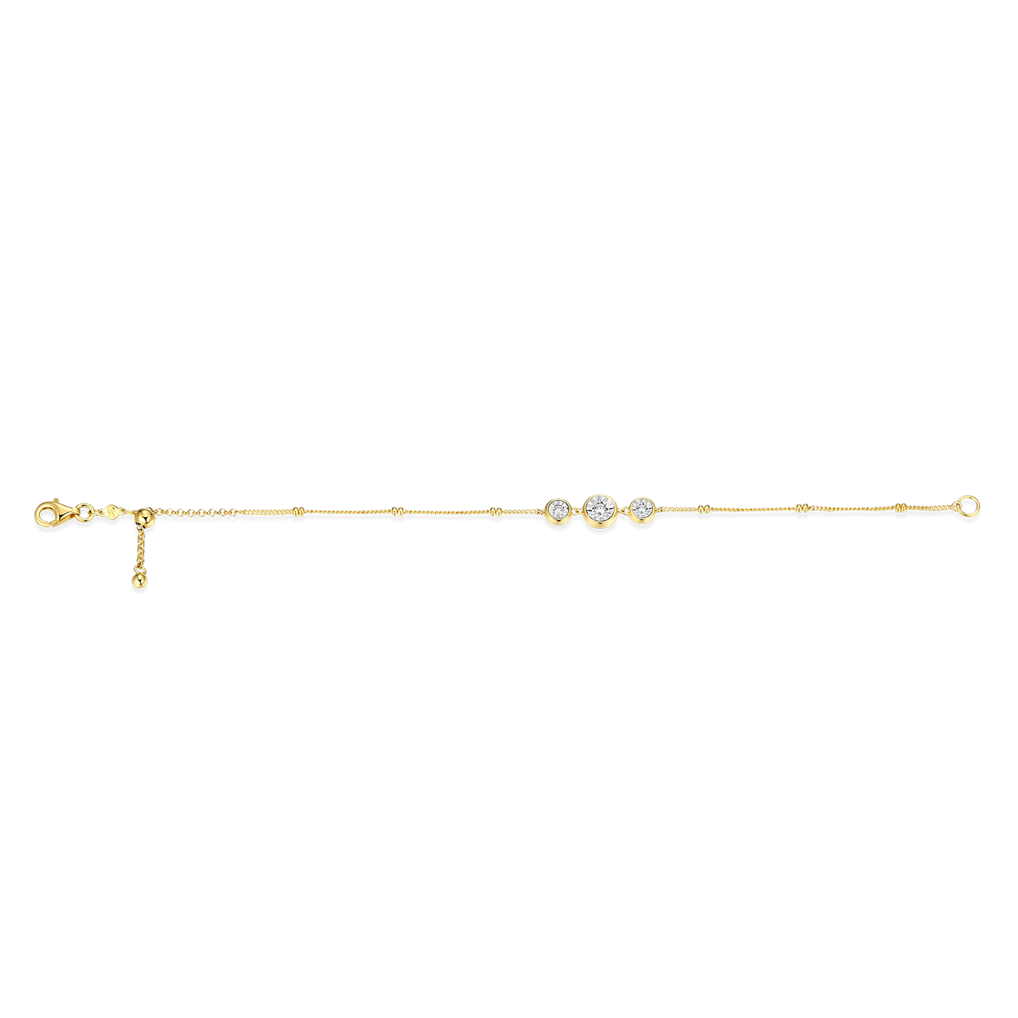 Trio Bezel-Set Lab-Created Diamond Beaded Bolo Bracelet in 14K Yellow Gold-Plated Sterling Silver | M by Monte Luna