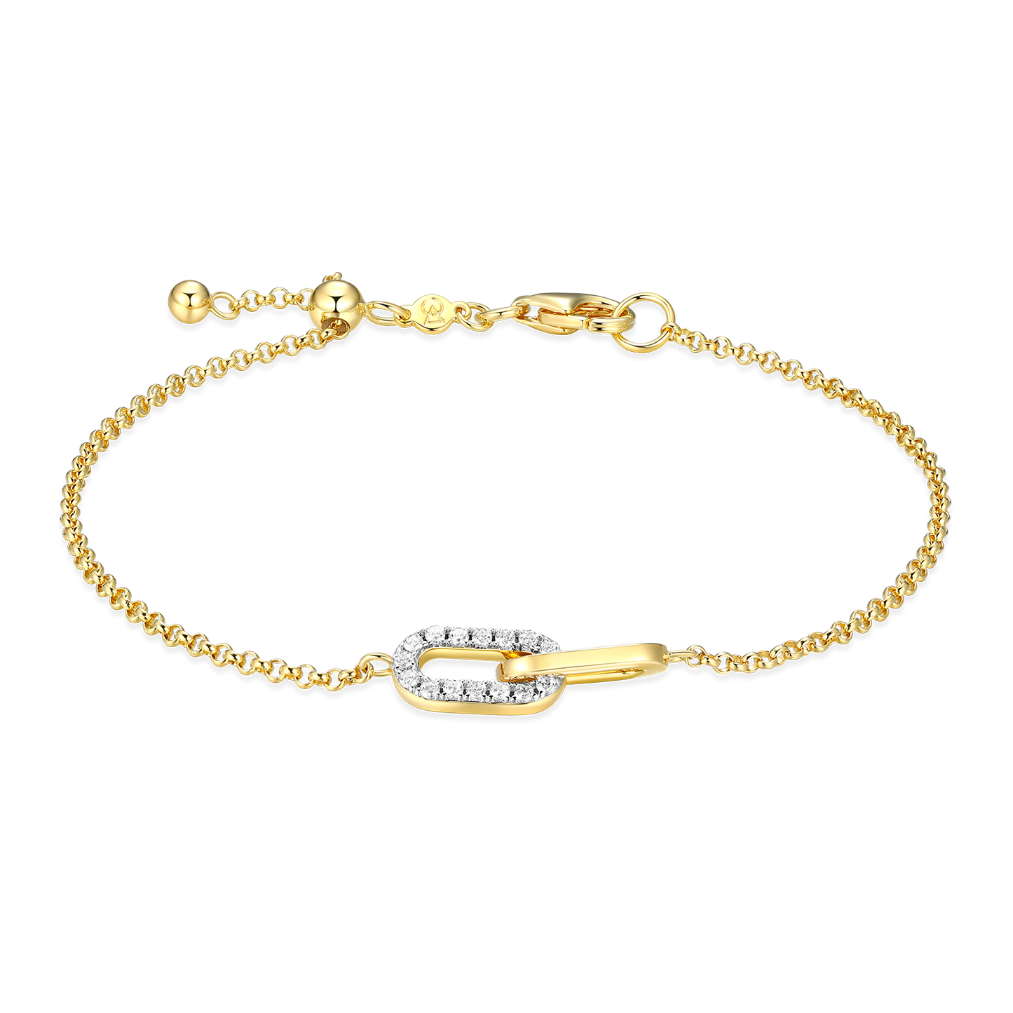 Twin Paperclip Pendant Lab-Created Diamond Bolo Bracelet in 14K Yellow Gold-Plated Sterling Silver | M by Monte Luna