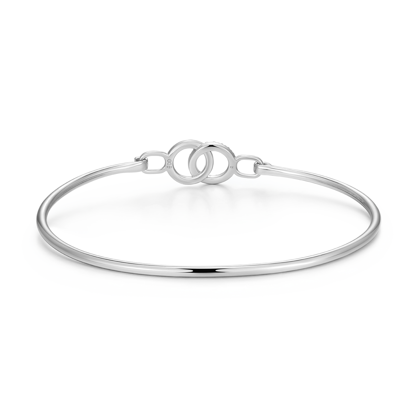 Twin Circle Lab-Created Diamond Flex Bangle in Rhodium-Plated Sterling Silver | M by Monte Luna
