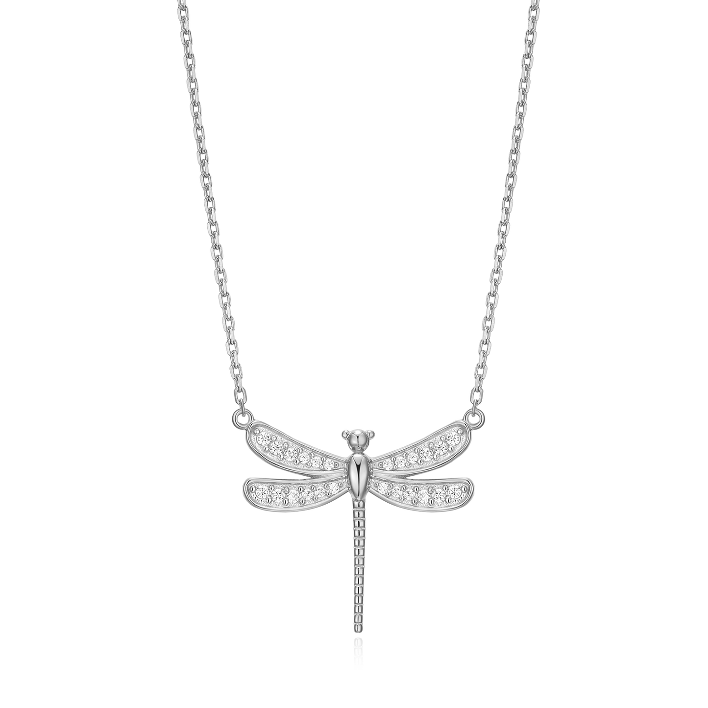 Dragonfly Statement Necklace in Rhodium Plated Sterling Silver | M by Monte Luna