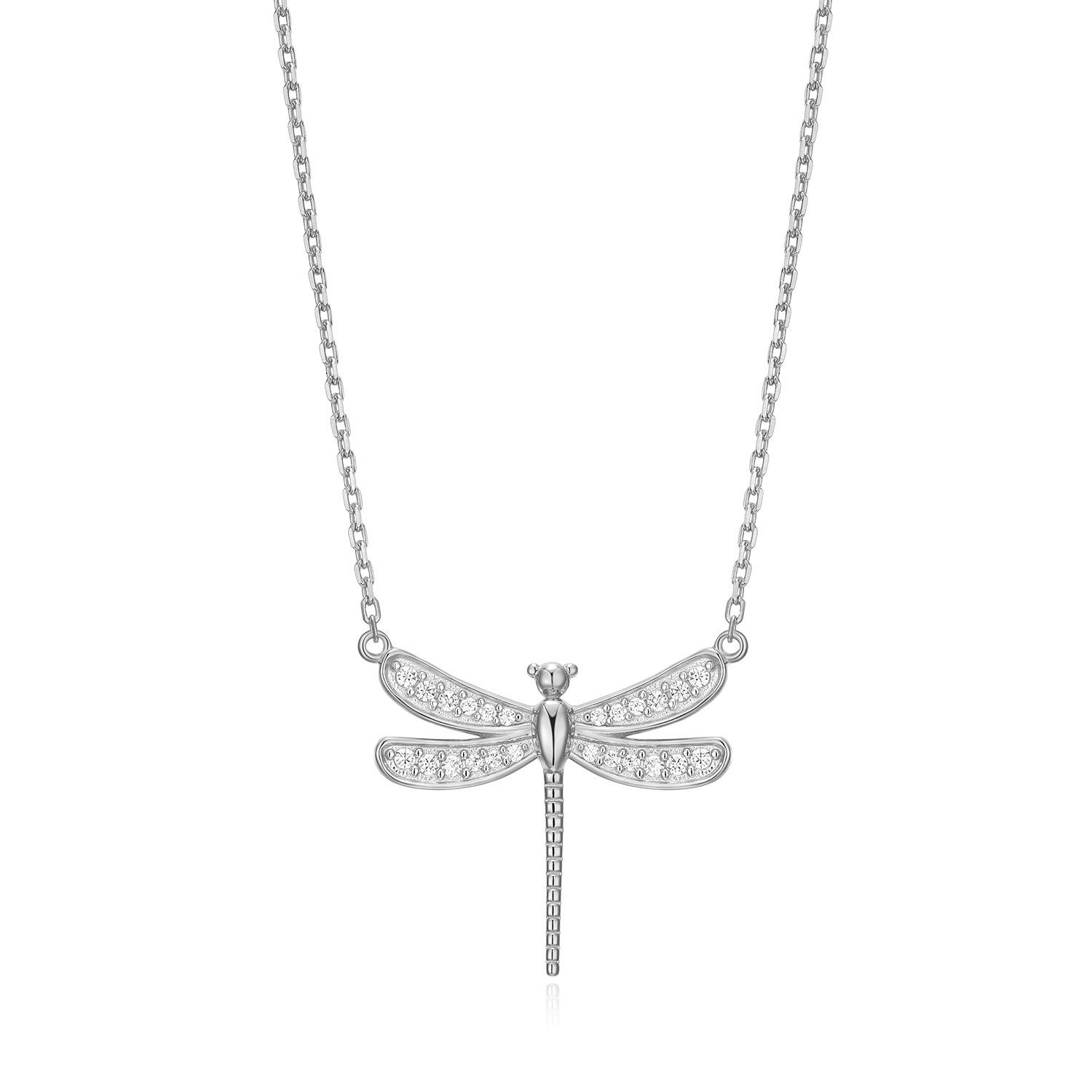 Dragonfly Statement Necklace in Rhodium Plated Sterling Silver | M by Monte Luna