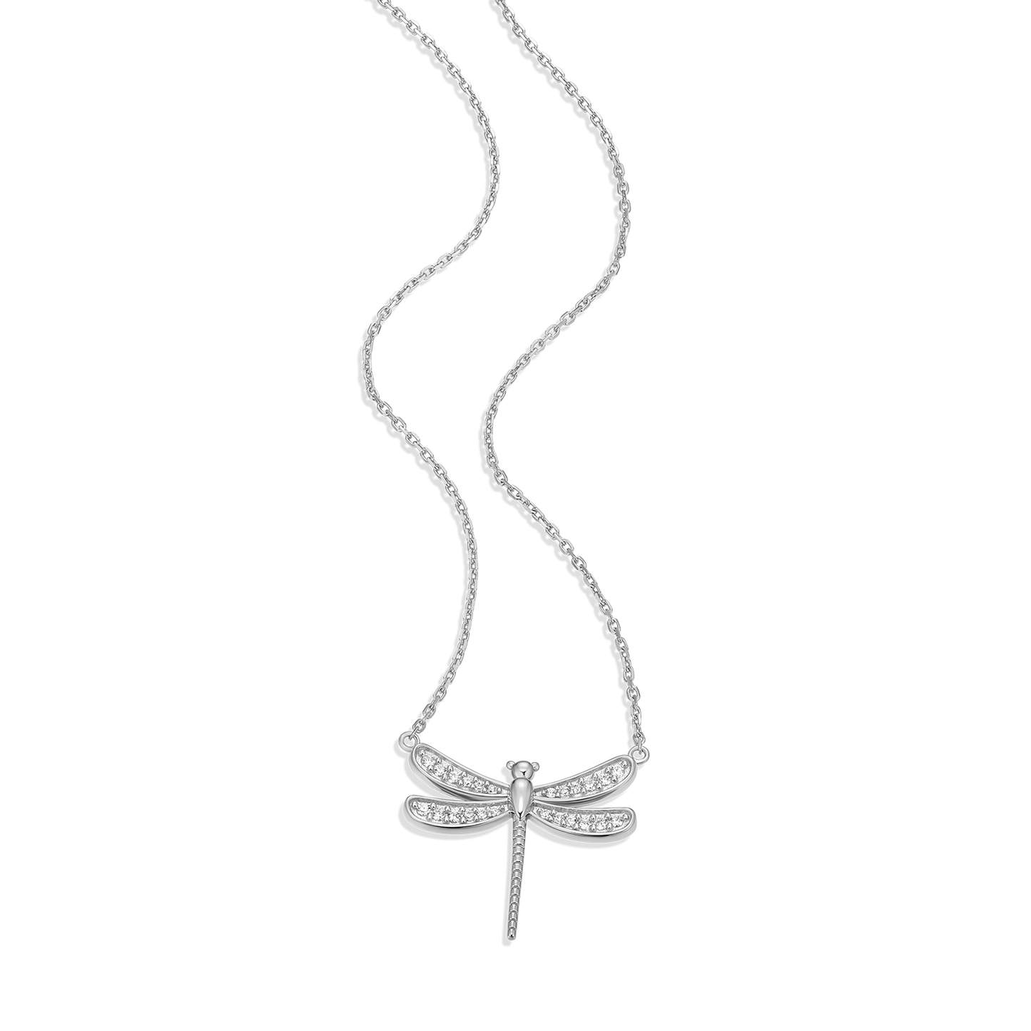 Dragonfly Statement Necklace in Rhodium Plated Sterling Silver | M by Monte Luna