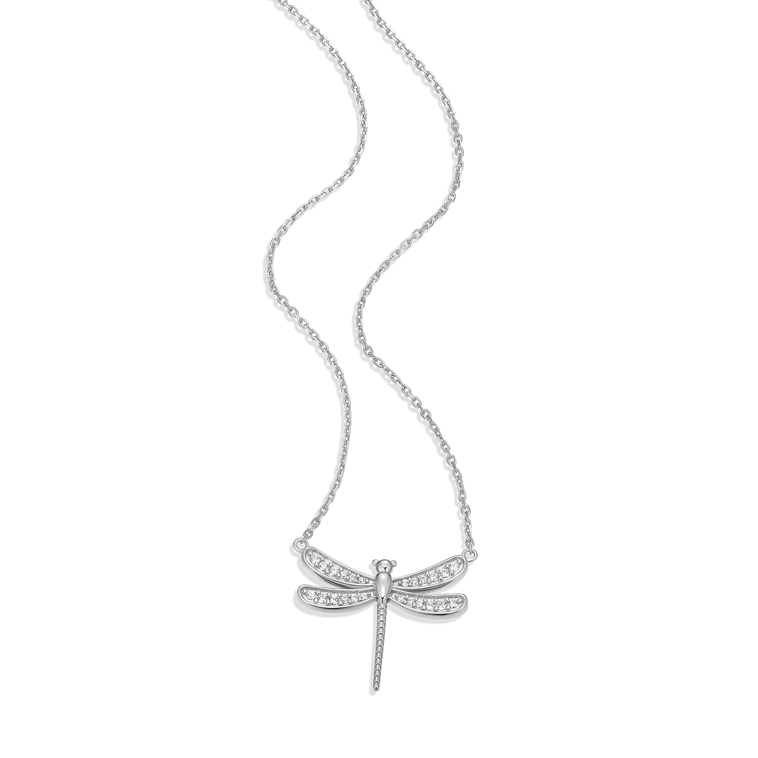 Dragonfly Statement Necklace in Rhodium Plated Sterling Silver | M by Monte Luna