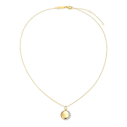 Crescent Medallion Lab-Created Diamond Pendant Necklace in 14K Yellow Gold-Plated Sterling Silver | M by Monte Luna
