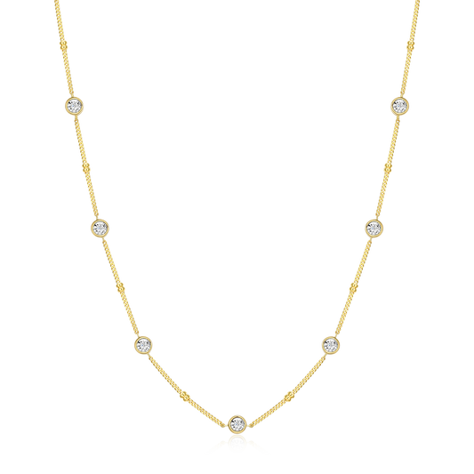 Bezel Station Lab-Created Diamond Beaded Bolo Necklace in 14K Yellow Gold-Plated Sterling Silver | M by Monte Luna