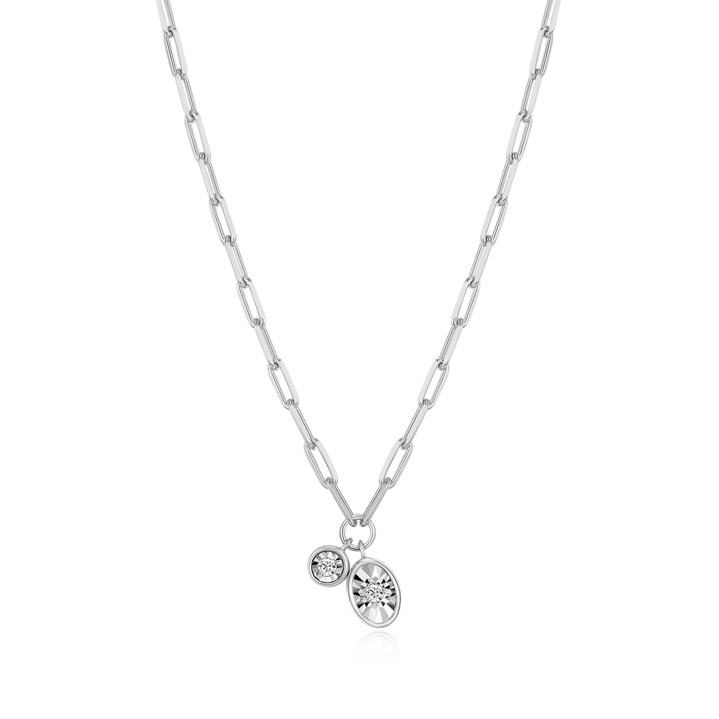 April Birthstone Lab-Created Diamond Mini Paperclip Necklace in Rhodium-Plated Sterling Silver | M by Monte Luna