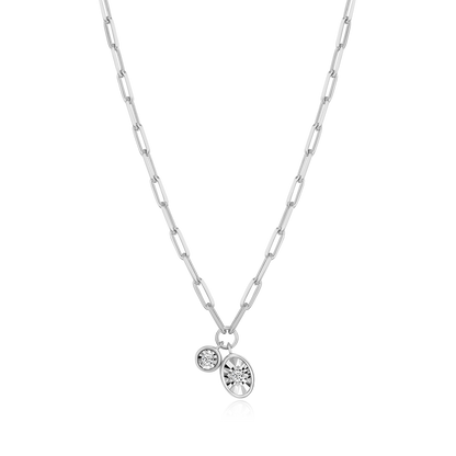 April Birthstone Lab-Created Diamond Mini Paperclip Necklace in Rhodium-Plated Sterling Silver | M by Monte Luna