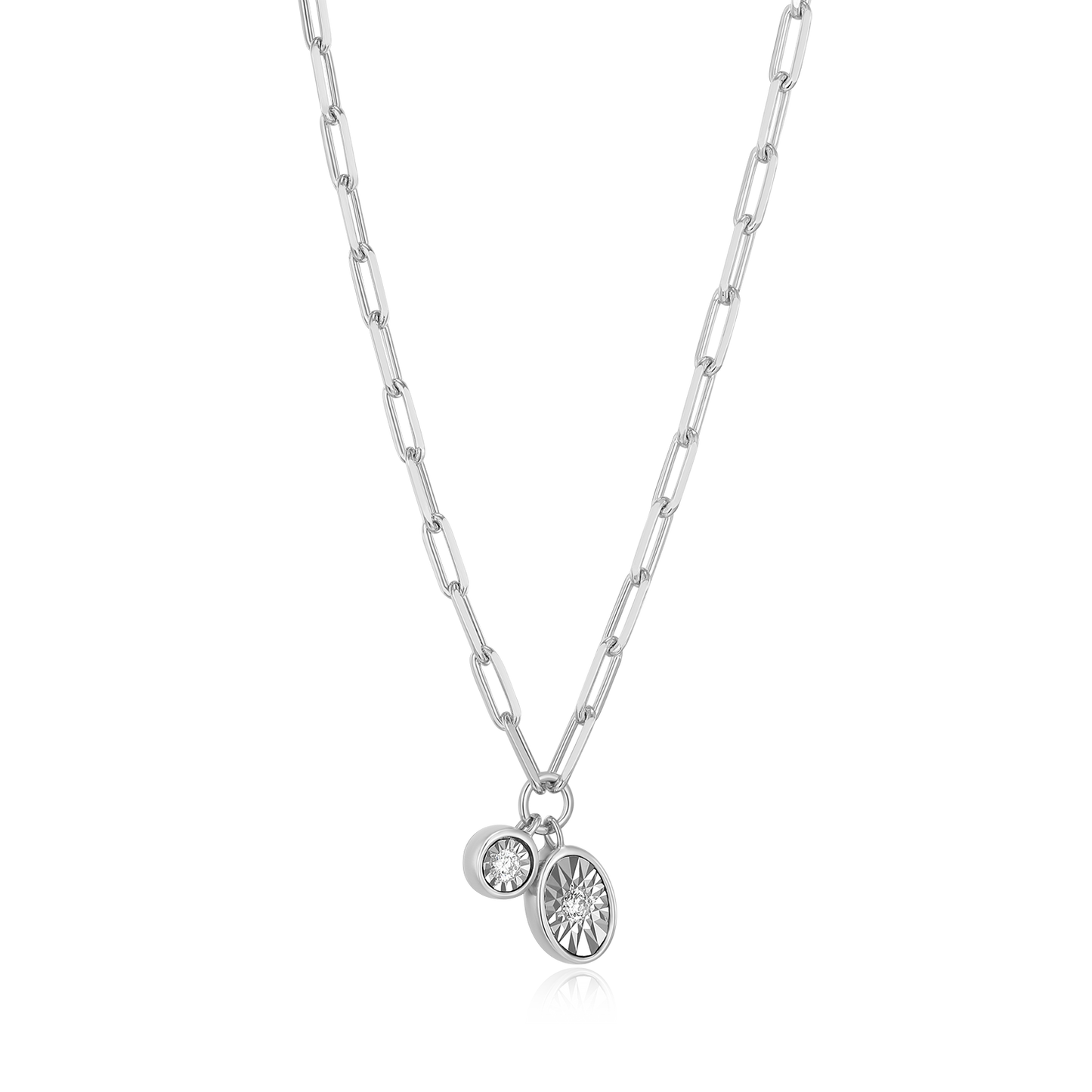 April Birthstone Lab-Created Diamond Mini Paperclip Necklace in Rhodium-Plated Sterling Silver | M by Monte Luna