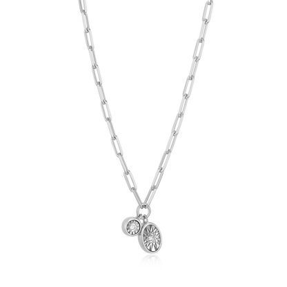 April Birthstone Lab-Created Diamond Mini Paperclip Necklace in Rhodium-Plated Sterling Silver | M by Monte Luna