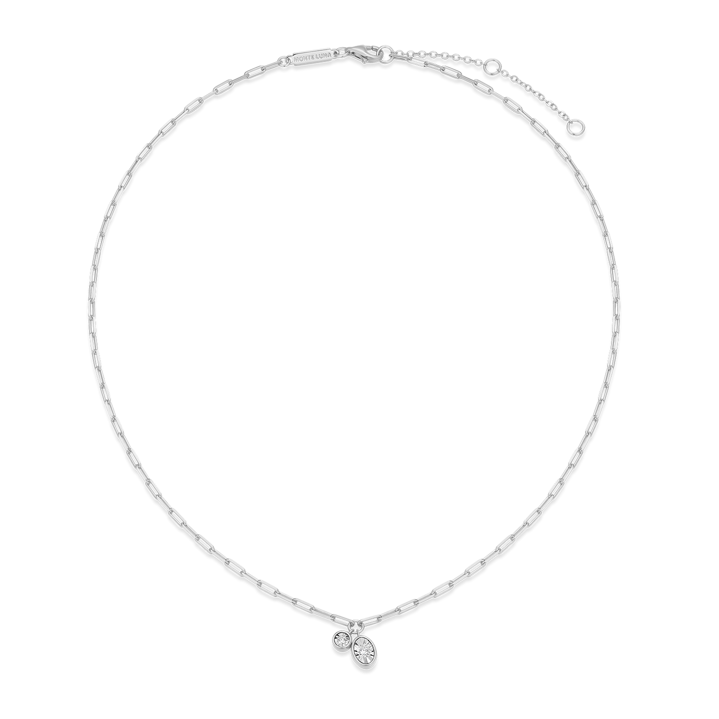 April Birthstone Lab-Created Diamond Mini Paperclip Necklace in Rhodium-Plated Sterling Silver | M by Monte Luna