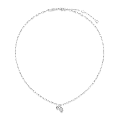 April Birthstone Lab-Created Diamond Mini Paperclip Necklace in Rhodium-Plated Sterling Silver | M by Monte Luna