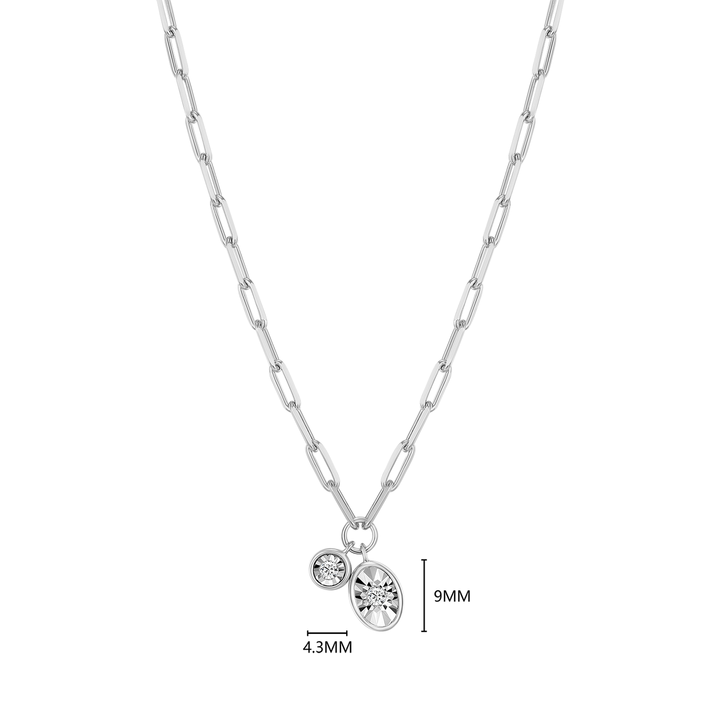 April Birthstone Lab-Created Diamond Mini Paperclip Necklace in Rhodium-Plated Sterling Silver | M by Monte Luna