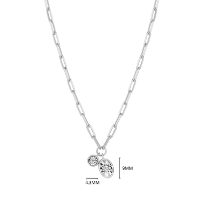 April Birthstone Lab-Created Diamond Mini Paperclip Necklace in Rhodium-Plated Sterling Silver | M by Monte Luna